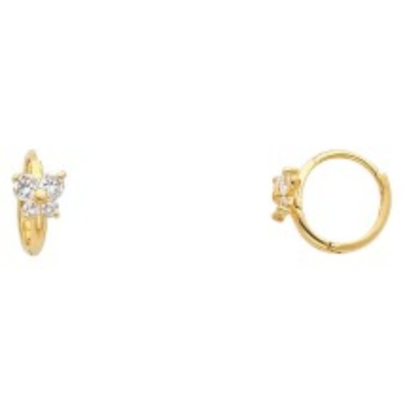 10mm 14K Yellow gold Butterfly CZ Huggies Earrings